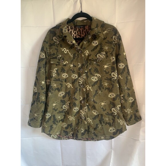 Johnny Was Workshop Shirt Jacket SM Camo Witchy Embroidery - Picture 1 of 11